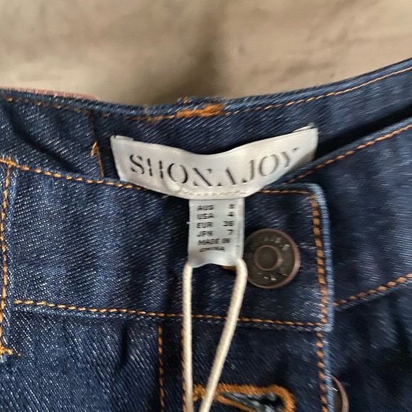 Brand New Shona Joy denim geometric skirt sz 4 nwt - Picture 4 of 5